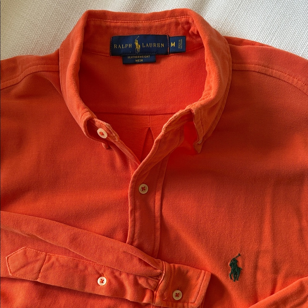 Ralph Lauren Orange Long Sleeve Button-Down Polo Shirt